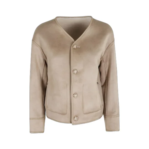 V-Neck Button-Up Jacket