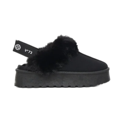 Platform Clogs With Fur Trim