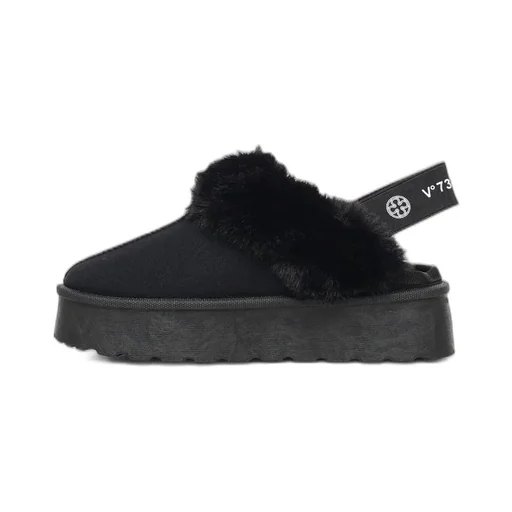 Platform Clogs With Fur Trim