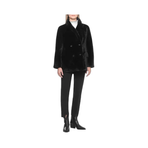 Double-Breasted Faux Fur Coat