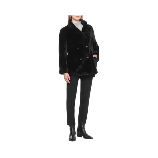 Double-Breasted Faux Fur Coat