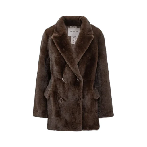 Double-Breasted Faux Fur Coat