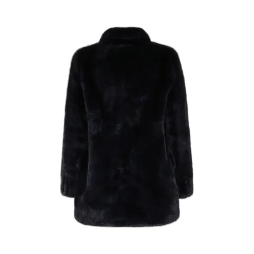 Double-Breasted Faux Fur Coat