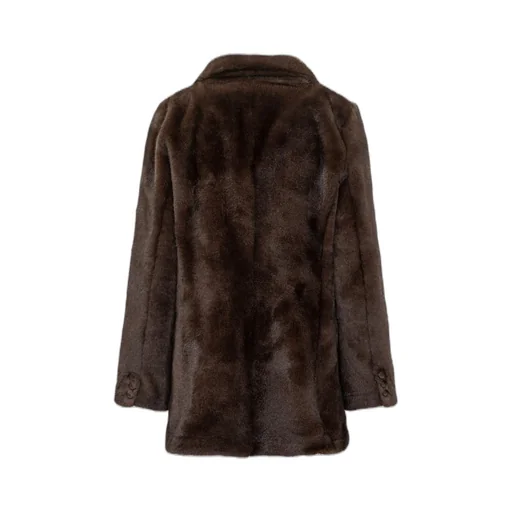 Double-Breasted Faux Fur Coat