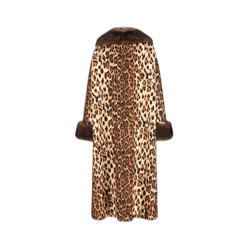 Leopard Print Coat With Fur Trim