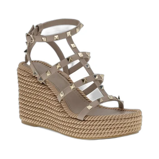 Studded Wedge Espadrille Sandals