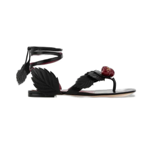 Cherry Embellished Leather Sandals