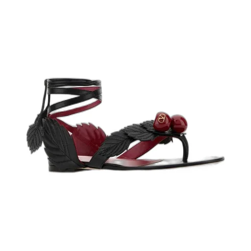 Cherry Embellished Leather Sandals