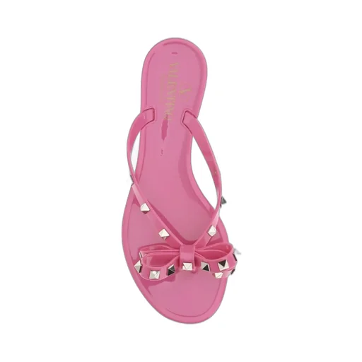 Jelly Thong Sandals With Studded Bow