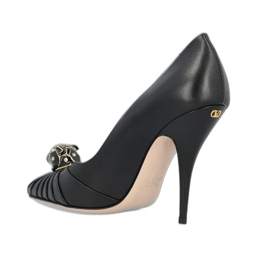 Panther-Embellished Leather Pumps
