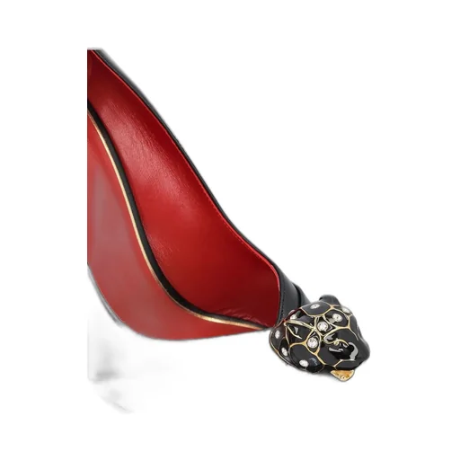 Panther-Embellished Leather Pumps