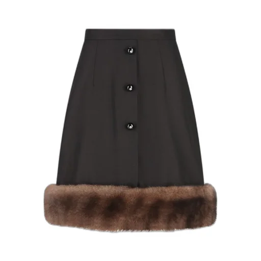 Midi Skirt With Fur Trim