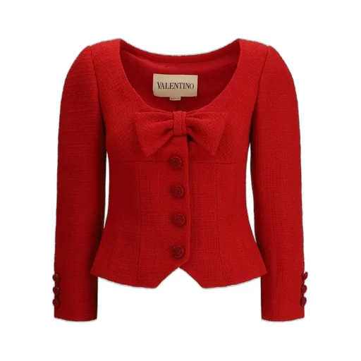 Tweed Jacket With Bow Detail