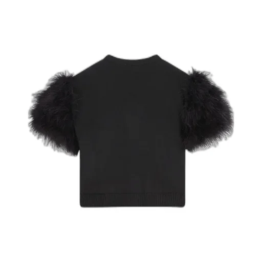 Cardigan With Feather Trim