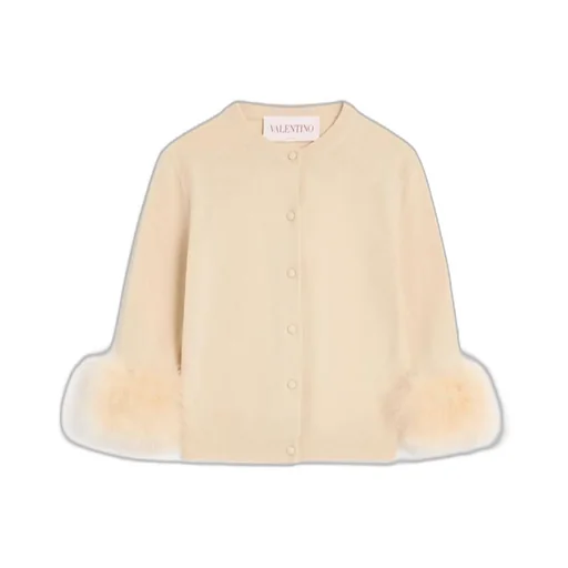 Cardigan With Feather Trim