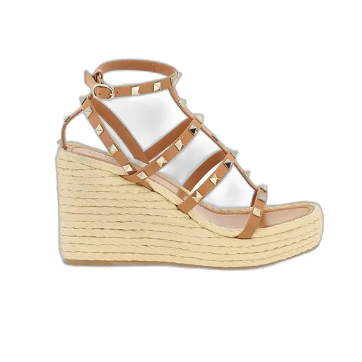 Studded Platform Wedge Espadrilles