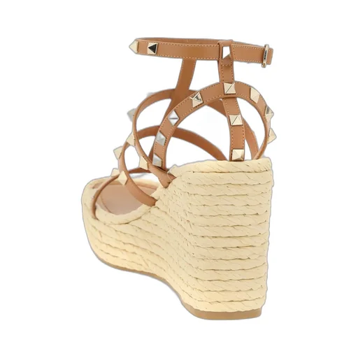 Studded Platform Wedge Espadrilles