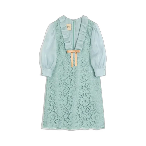 Lace Dress With Ruffled Neckline