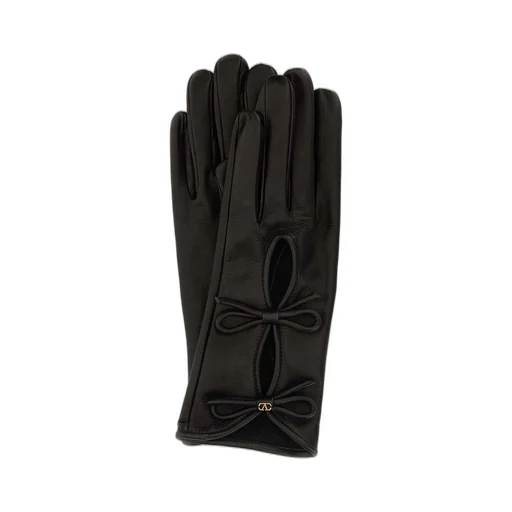 Leather Gloves With Bow Detail
