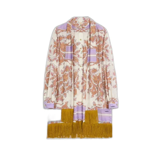 Paisley Print Shirt Dress With Fringe