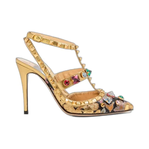 Rockstud Embellished Slingback Pumps