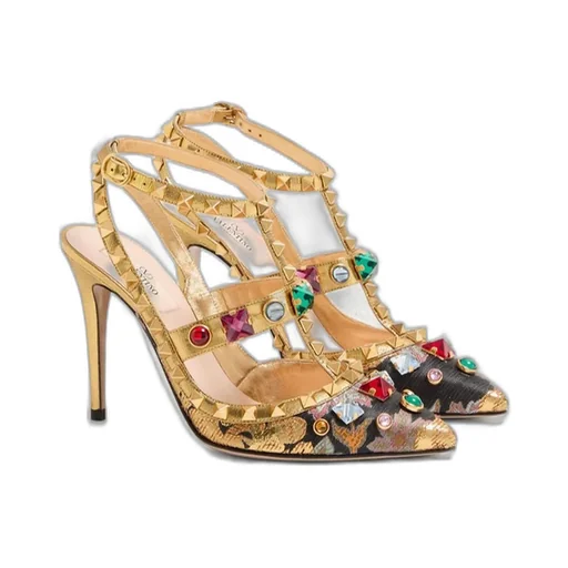 Rockstud Embellished Slingback Pumps