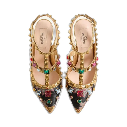 Rockstud Embellished Slingback Pumps