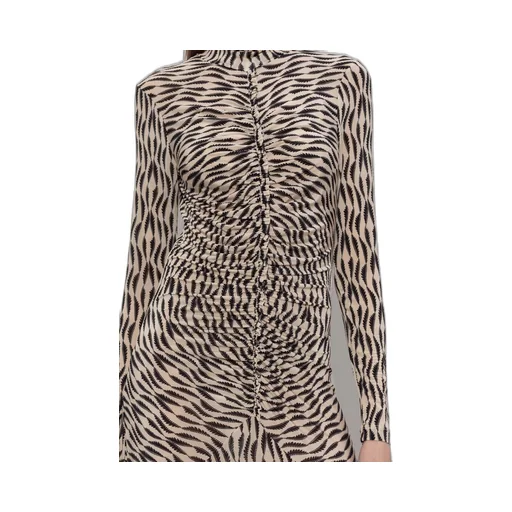 Ruched Zebra Print Maxi Dress