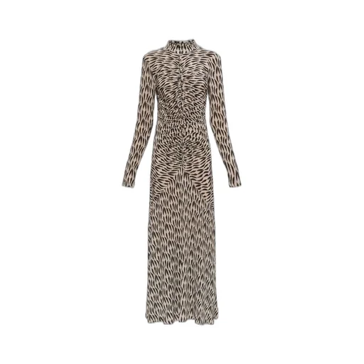 Ruched Zebra Print Maxi Dress