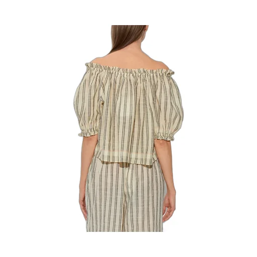 Off-The-Shoulder Striped Blouse