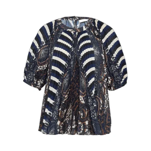 Pleated Print Blouse