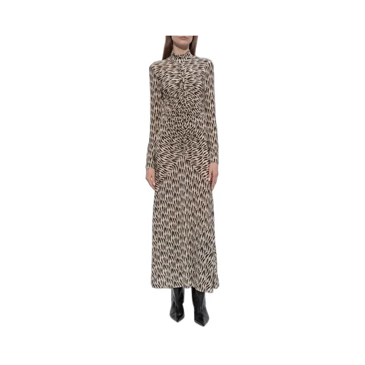 Ruched Zebra Print Maxi Dress
