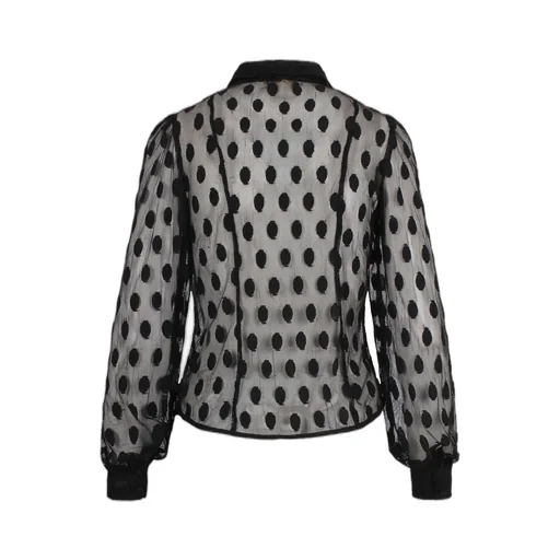 Polka Dot Sheer Blouse With Pussy Bow