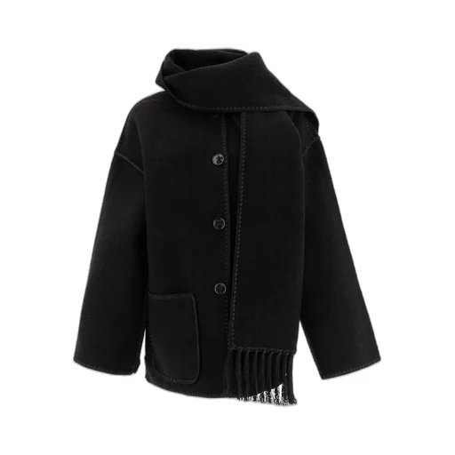 Wool Coat With Scarf