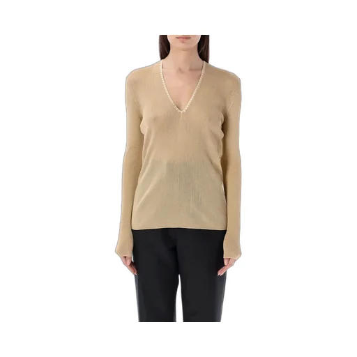 V-Neck Ribbed Knit Sweater