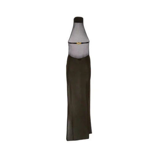 Mesh Turtleneck Maxi Dress