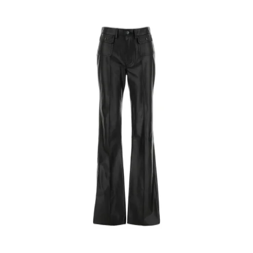 High-Waisted Flared Leather Trousers
