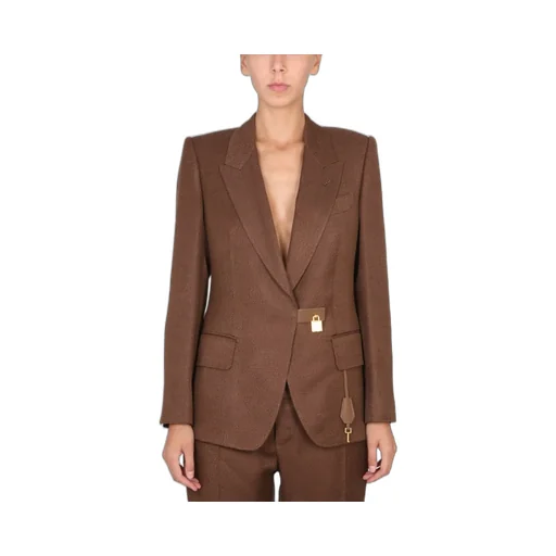 Single-Breasted Blazer With Padlock Detail