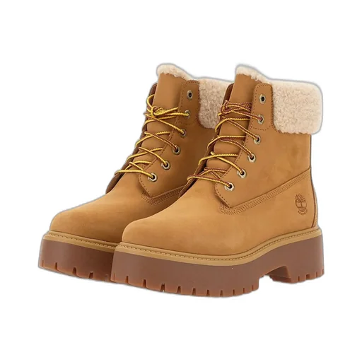 Lace-Up Ankle Boots With Shearling Trim