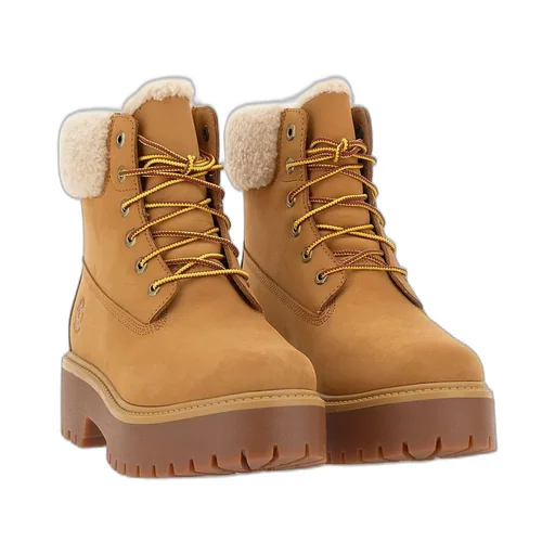 Lace-Up Ankle Boots With Shearling Trim