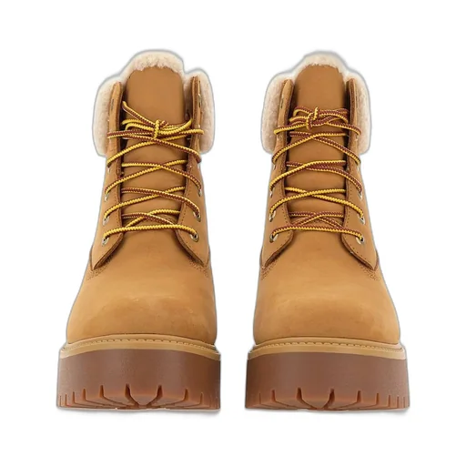 Lace-Up Ankle Boots With Shearling Trim