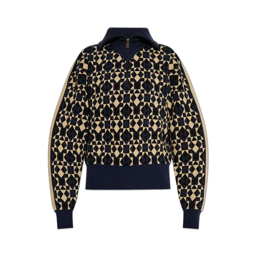 Geometric Print Half-Zip Sweater