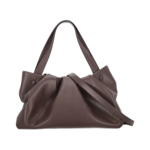 Ruched Leather Tote Bag