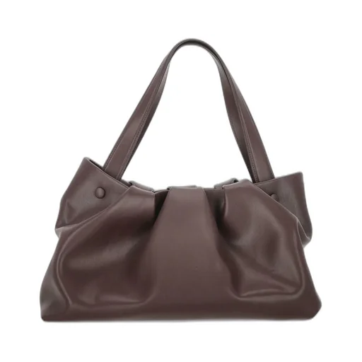 Ruched Leather Tote Bag