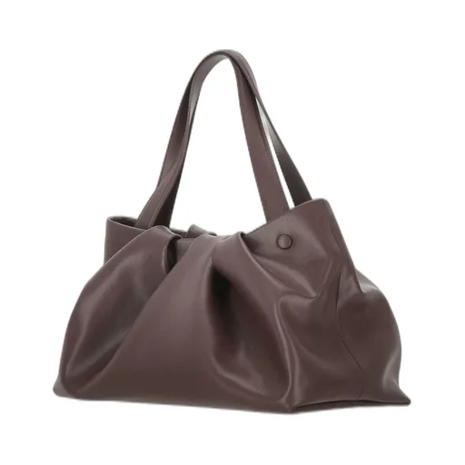 Ruched Leather Tote Bag