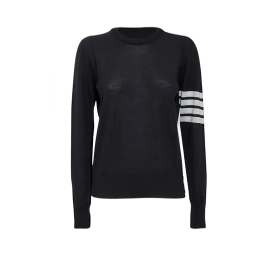 Crewneck Sweater With Four-Bar Detail