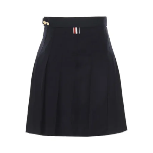 Pleated Skirt With Tricolor Stripe Detail