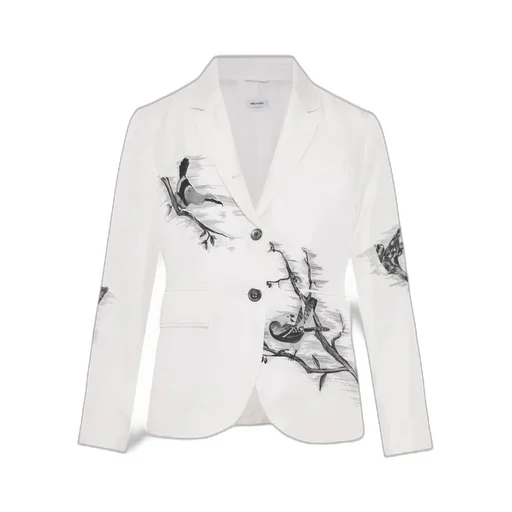 Single-Breasted Blazer With Bird Print