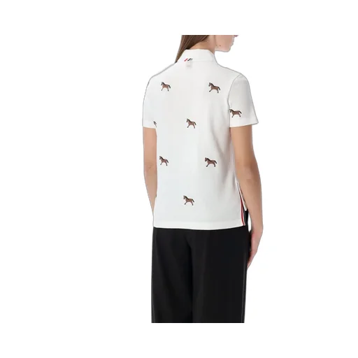Short Sleeve Polo Shirt With Horse Embroidery