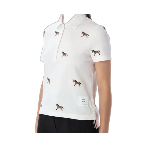 Short Sleeve Polo Shirt With Horse Embroidery